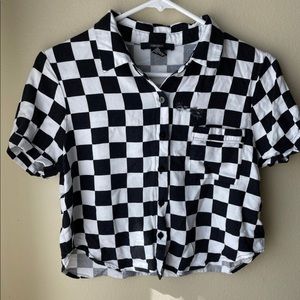 Forever 21 Trendy Cropped and Collared Button Up